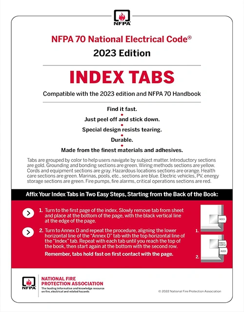 Index Tabs 2023 Edition, National Electrical Code